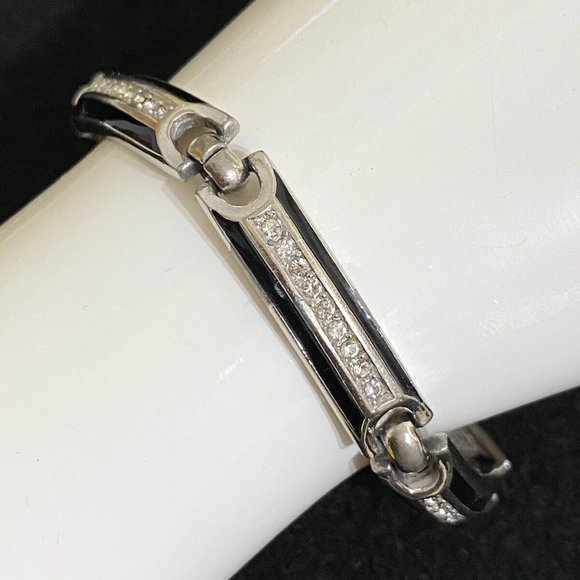 VINTAGE Dior GORGEOUS METALLIC ENAMEL  RHINESTONE LINK BRACELET - Picture 1 of 5
